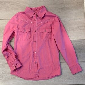 Shyanne Pink Western Top w/ crystal-buttons| Girls Medium (8)
